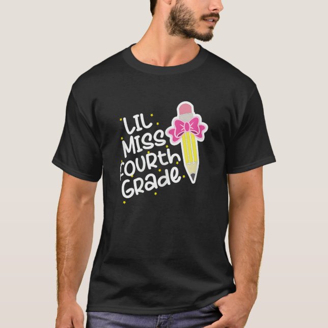 Lil Miss Fourth Grade 1st School Day Girls 4th Gra T-Shirt (Vorderseite)