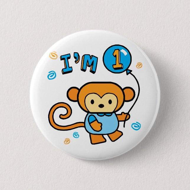 Lil Monkey 1. Geburtstag Button (Vorderseite)