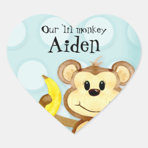 Lil Monkey, Sticker Baby shower fille