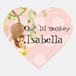 Lil Monkey, Sticker Baby shower fille