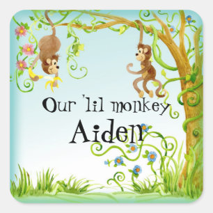 Lil Monkey, Sticker Baby shower garçon
