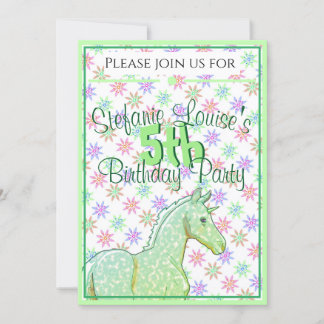 Lil Palomino Einhorn Geburtstag (rosa/lila Blüte) Einladung