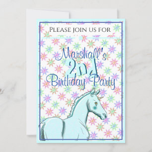 Lil Palomino Unicorn Geburtstag (blau/lila) Einladung