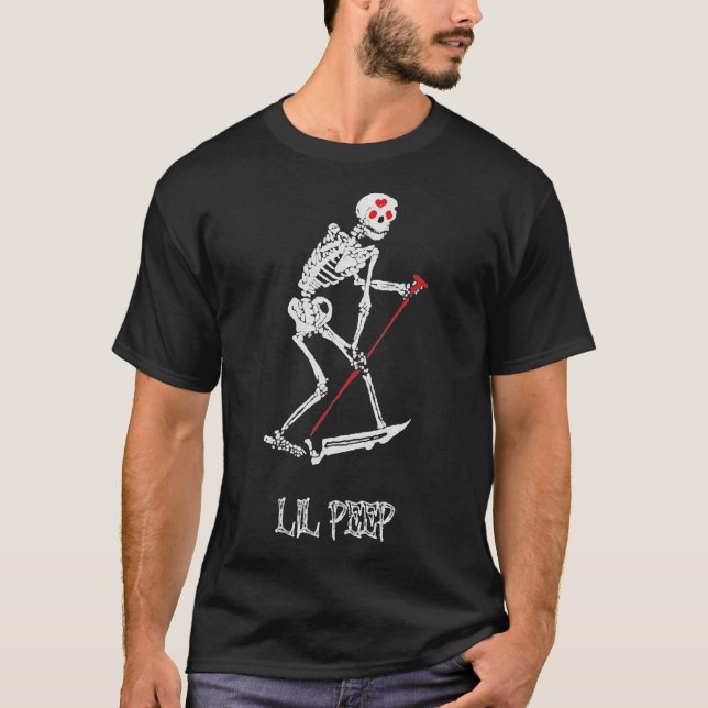 Lil peep Skeleton Grim Sensenmann Tattoo und offiz T-Shirt (Vorderseite)