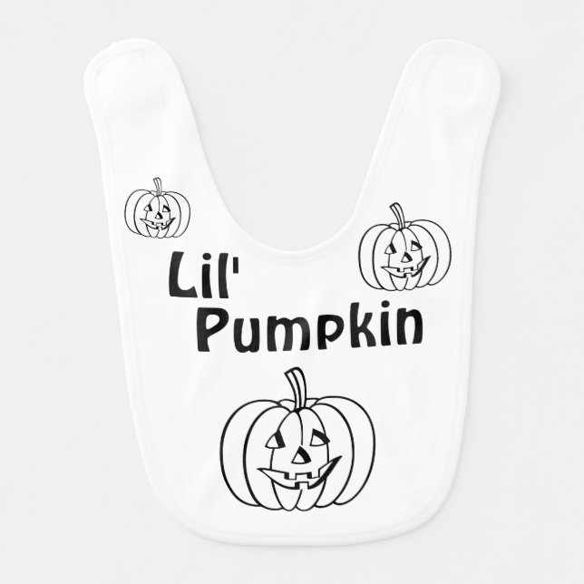 Lil' Pumpkin Black & White Bib Urlaub oder Alltag Lätzchen (Vorderseite)