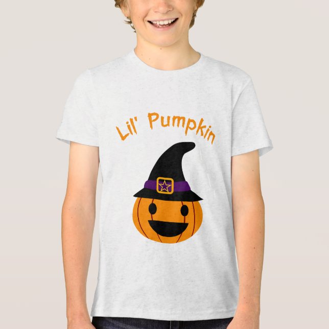 Lil Pumpkin Halloween Kids Design - Niedlich Pumpk Tri-Blend Shirt (Vorderseite)