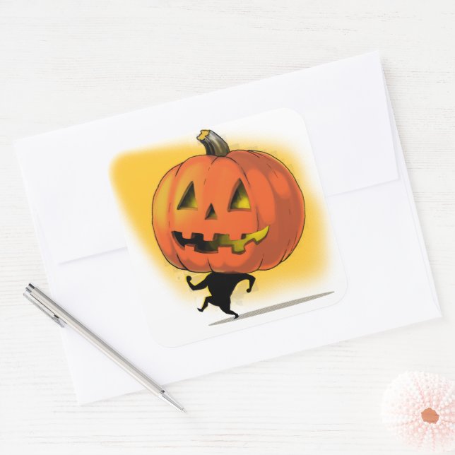 Lil' Pumpkin Head Quadratischer Aufkleber (Umschlag)