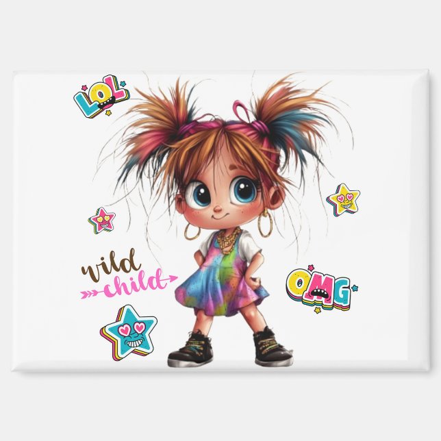 Lil Quirky Girl Wild Child Magnet (Recto)