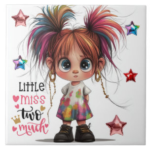 Lil Quirky Girl Zwei große Keramik Tile Fliese