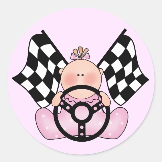 Lil Race Winner Baby Girl Runder Aufkleber (Vorderseite)