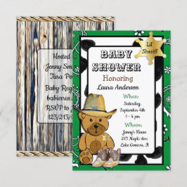Lil' Sheriff Teddy Bear Cowboy Baby Shower Einladung