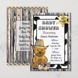Lil' Sheriff Teddy Bear Cowboy Baby Shower Einladung