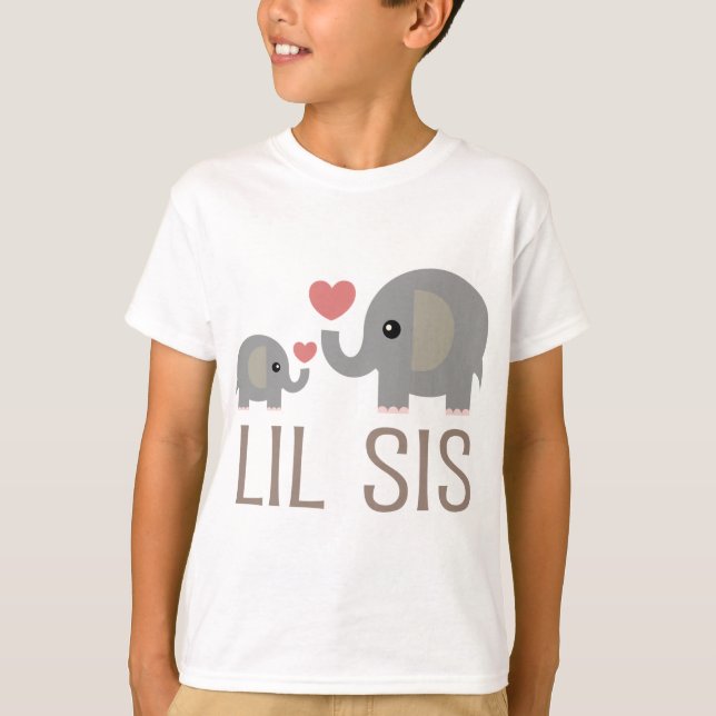 Lil SIS-Elefant-Geschenk-Idee T-Shirt (Vorderseite)