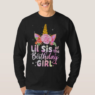 Lil Sis of the Birthday Girls Niedlich Einhorn T-Shirt