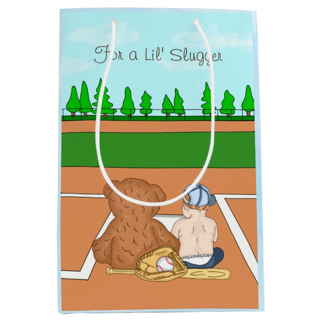 Lil' Slugger Baseball als Kind Mittlere Geschenktüte (Vorderseite)