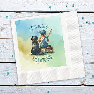 Lil' Slugger mit seinem Hund   Babydusche Serviette