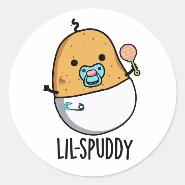 Lil-spuddy Funny Potato Pun Runder Aufkleber (Vorderseite)