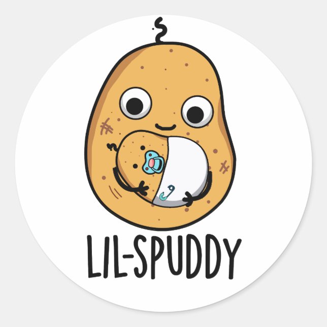 Lil Spuddy Funny Potato Pun Runder Aufkleber (Vorderseite)