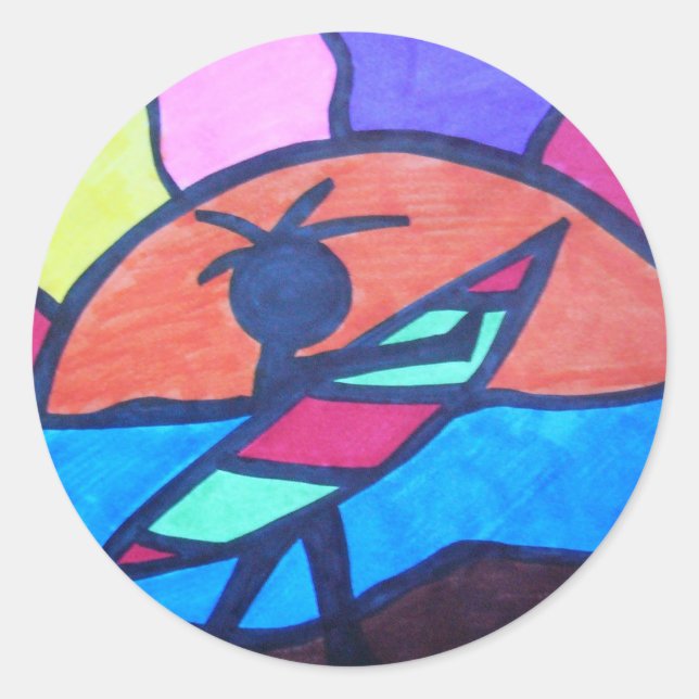 Lil' Surfer Typ - Sun einstellen Runder Aufkleber (Vorderseite)