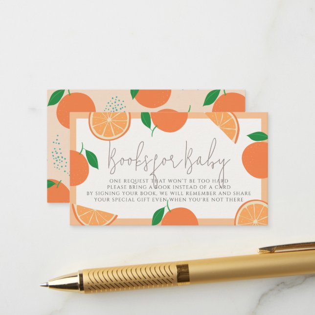 Lil Süsse Moderne Orange Babydusche Buchungsanfrag Begleitkarte (Vorderseite/Rückseite Beispiel)
