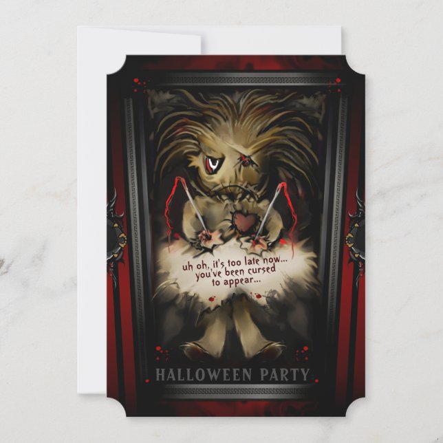 Lil Voodoo Doll Halloween Party Famille Invitation (Devant)