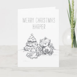 Lil Wolf Christmas Tree Card Karte