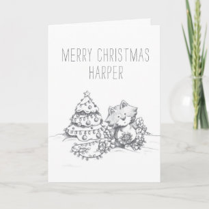 Lil Wolf Christmas Tree Card Karte