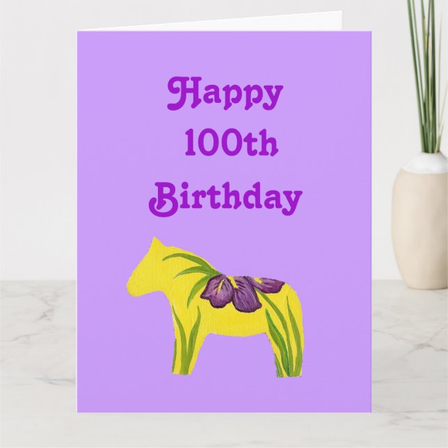 Lila 100. Big Birthday Card von uns allen Karte (Vorderseite)