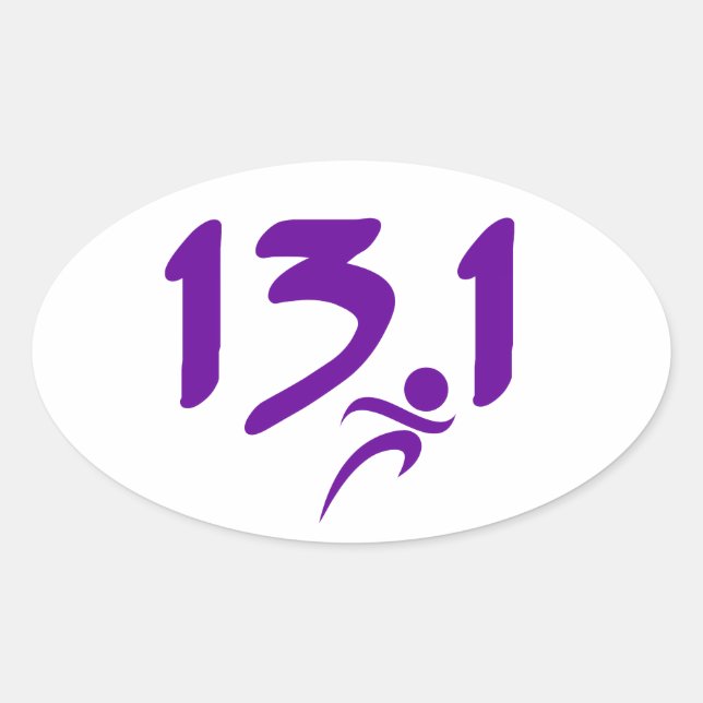 Lila 13,1 Halbmarathon Ovaler Aufkleber (Vorderseite)