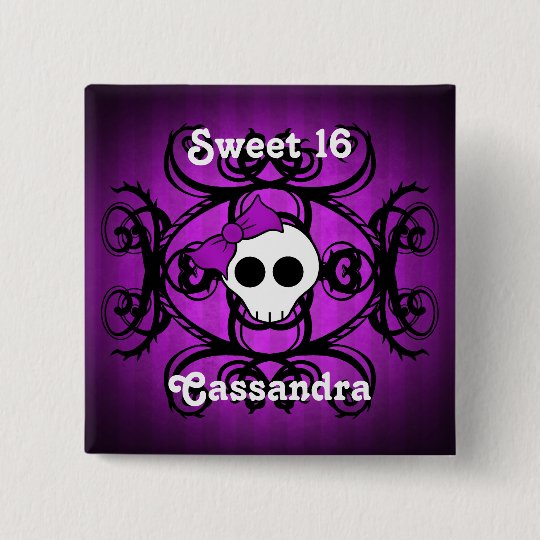 Lila 16. Geburtstag Quadratischer Button 5,1 Cm