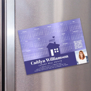 Lila 2027 Kalender Realtor Foto QR Code Magnet