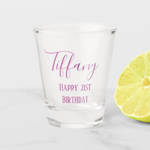 Lila 21. Geburtstag Schnapsglas