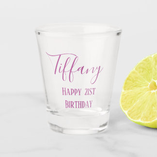 Lila 21. Geburtstag Schnapsglas
