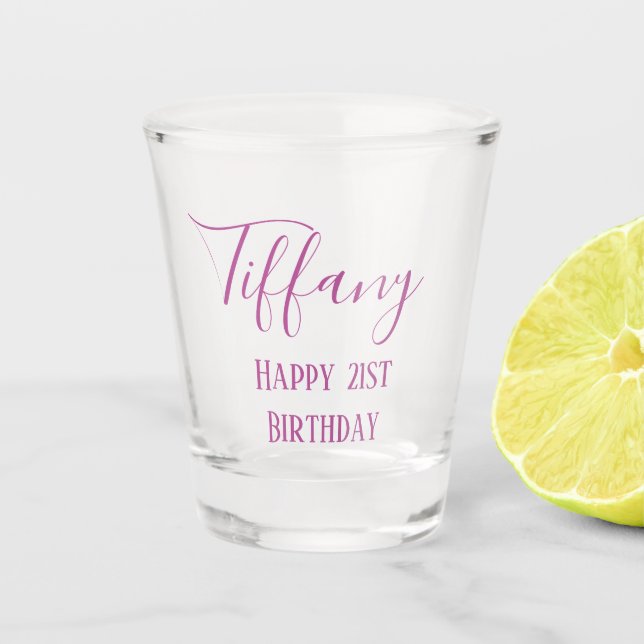 Lila 21. Geburtstag Schnapsglas (Vorderseite)