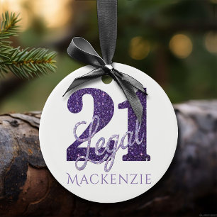 Lila 21 und Recht Chic 21. Geburtstag Custom Keramik Ornament