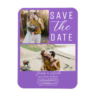 Lila 2 Fotos Save the Date Hochzeit Magnet