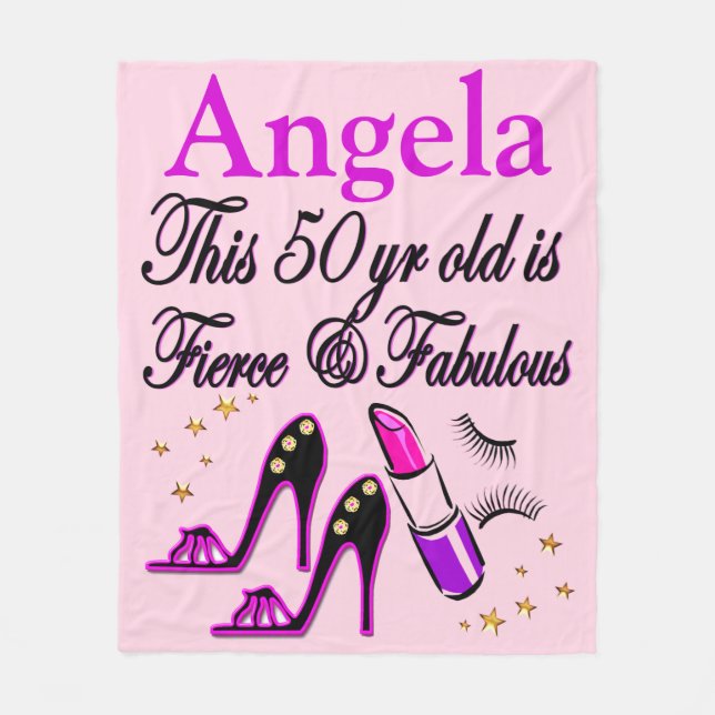 LILA 50. GEBURTSTAG DIVA PERSONALISIERT BLANKET FLEECEDECKE (Vorderseite)