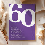 Lila 60. Geburtstagsparty Einladungen<br><div class="desc">Eine trendige,  lila und weiße 60. Geburtstagsfeier,  die nahtlos den Charme der alten Welt des fetten Serif-Schriftartes Nr. 60 mit einer modernen,  benutzerfreundlichen personalisierbaren Vorlage verbindet. Diese Einladung ist nicht nur eine Karte,  es ist ein bedeutsamer Sake,  den Meilenstein von 60 zu schätzen.</div>