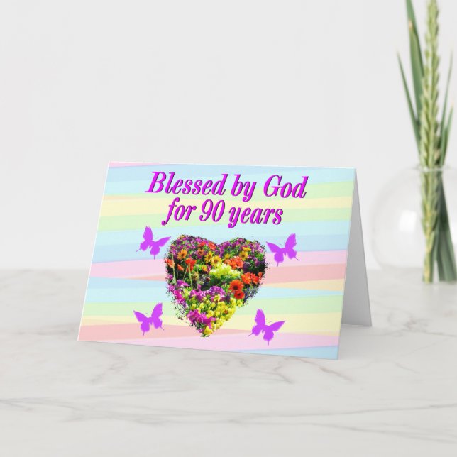 LILA 90. BLESSINGS BIRTHDAY CARD KARTE (Vorderseite)