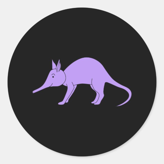 Lila Aardvark Runder Aufkleber (Vorderseite)