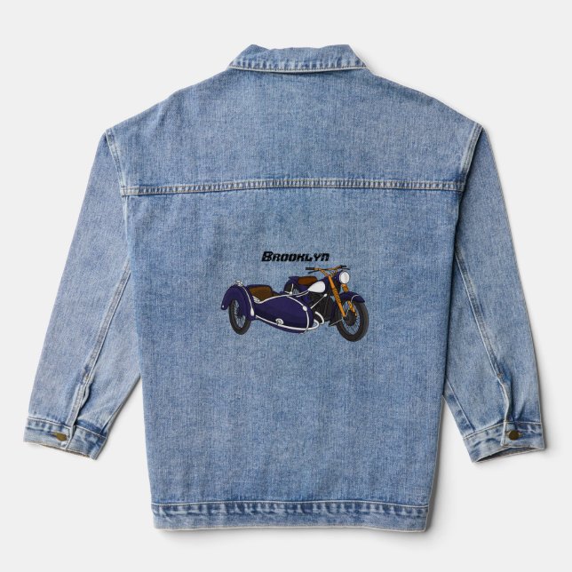 Lila Abbildung von Nebenkraftwagen Jeansjacke (Rückseite)