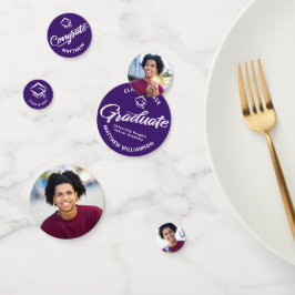 Lila Abschluss 3 Foto Bold Script Cap Minimal Konfetti