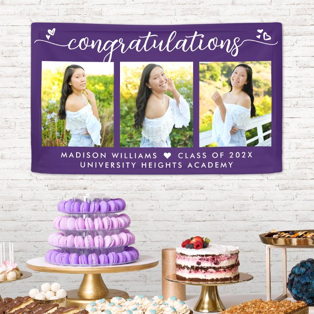 Lila Abschluss 3 Foto Moderne Kalligraphie Herzstü Banner (Von Creator hochgeladen)