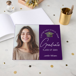 Lila-Absolventenfoto Individuelle Abschlussfeier Gästebuch