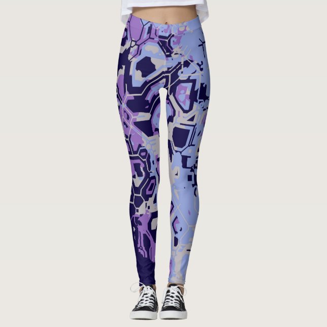 Lila Abstrakt Leggings (Vorderseite)