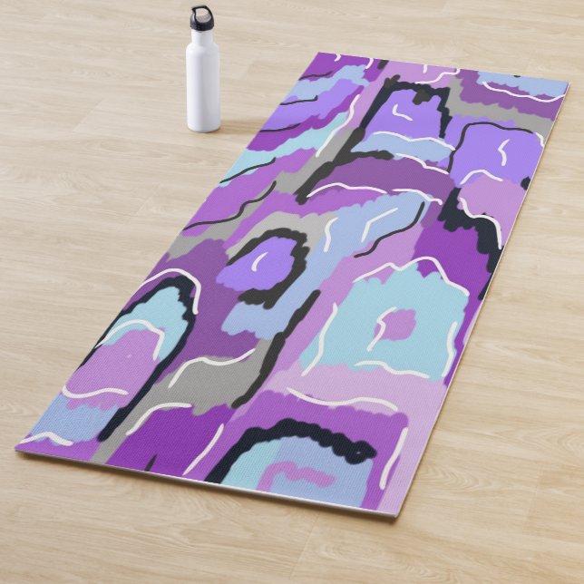 Lila Abstrakt mit Blau und Schwarz Yogamatte (Beispiel)