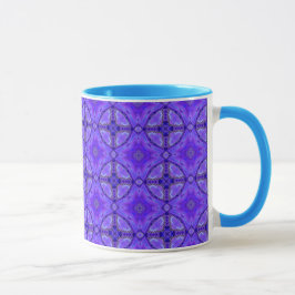 Lila abstrakte Blumen, Gitter, Kreis-Steppdecke Tasse