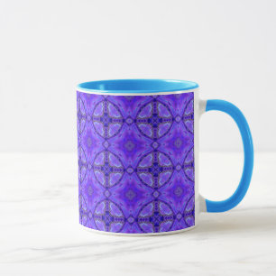 Lila abstrakte Blumen, Gitter, Kreis-Steppdecke Tasse