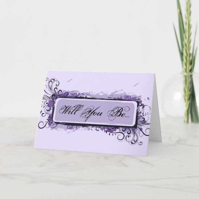 Lila Abstrakte Blumen sei meine Bridesmaid Einladung (Vorderseite)