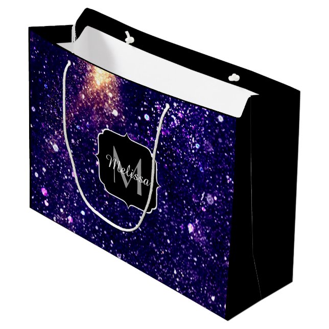 Lila  abstrakte Galaxie Große Geschenktüte (Vorderseite Schrägansicht)